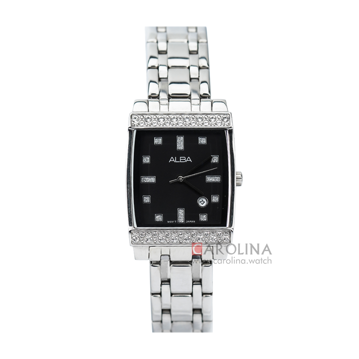 Jam Tangan ALBA AH7H53X1 Women Black Dial Stainless Steel Strap