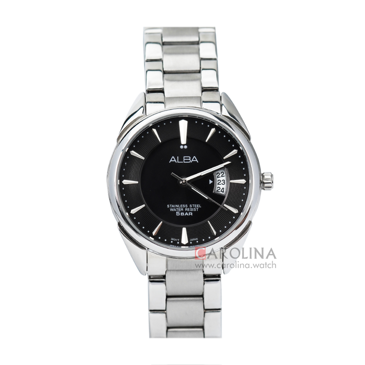 Jam Tangan ALBA AH7H65X1 Women Black Dial Stainless Steel Strap