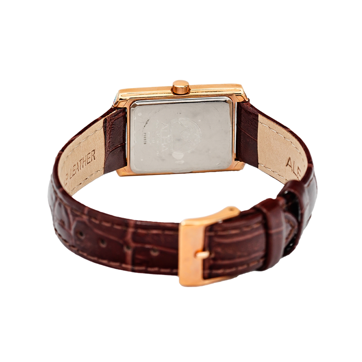 Jam Tangan ALBA Prestige AH7J78X1 Women Silver Dial Brown Leather Strap
