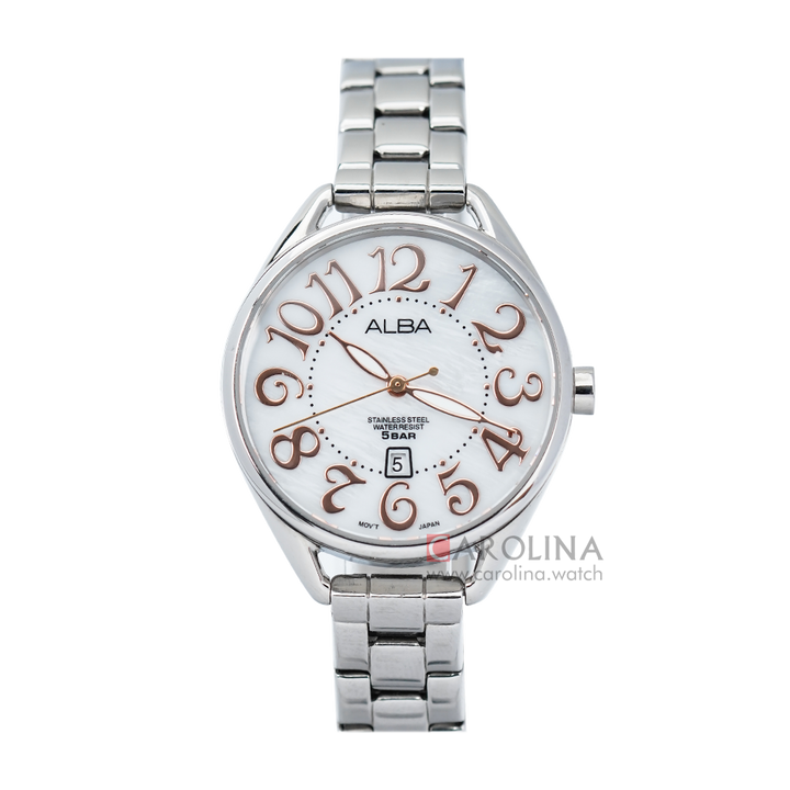 Jam Tangan ALBA Fashion AH7J91X1 Women White Dial Stainless Steel Strap