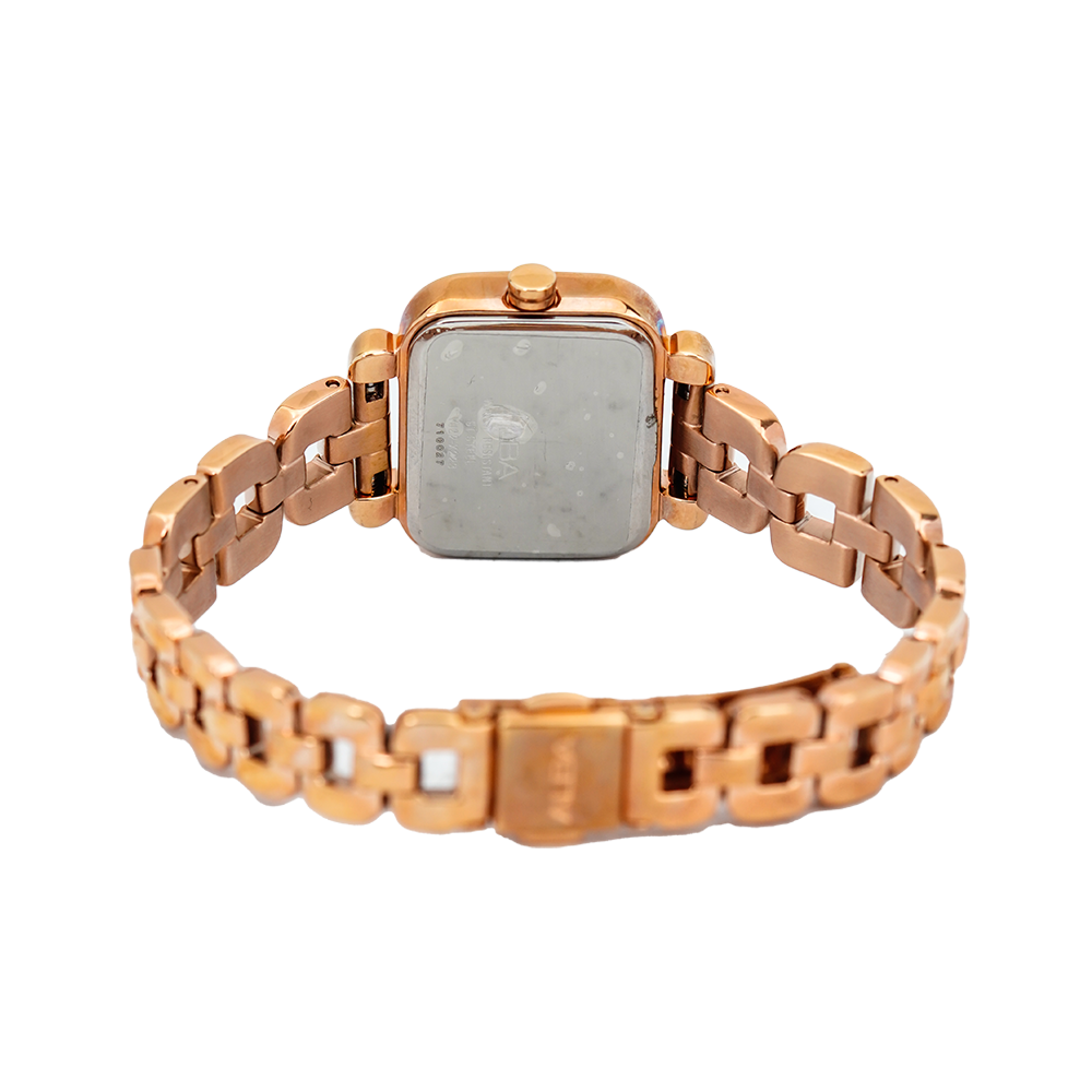 Jam Tangan ALBA Fashion AH7J96X1 Women White Dial Rose Gold Stainless Steel Strap