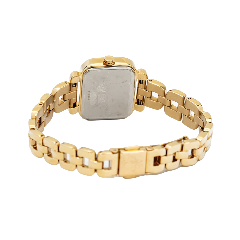Jam Tangan ALBA Fashion AH7J98X1 Women Light Champagne Dial Gold Stainless Steel Strap