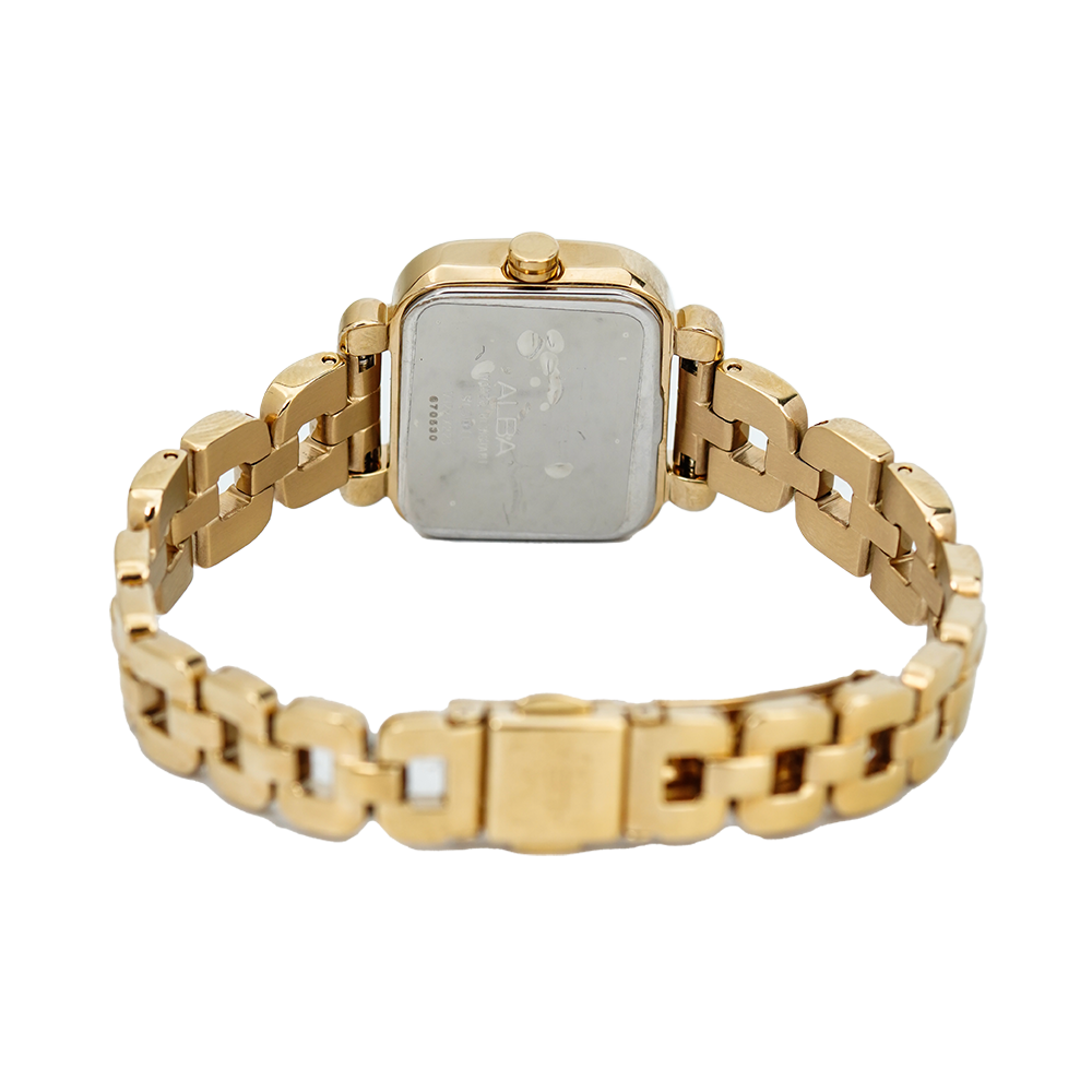 Jam Tangan ALBA AH7K02X1 Women Silver Dial Gold Stainless Steel Strap