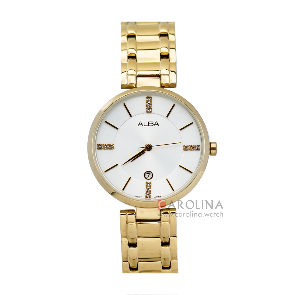 Jam Tangan ALBA AH7K58X1 Women White Dial Gold Stainless Steel Strap