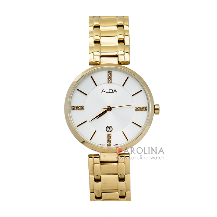 Jam Tangan ALBA AH7K58X1 Women White Dial Gold Stainless Steel Strap