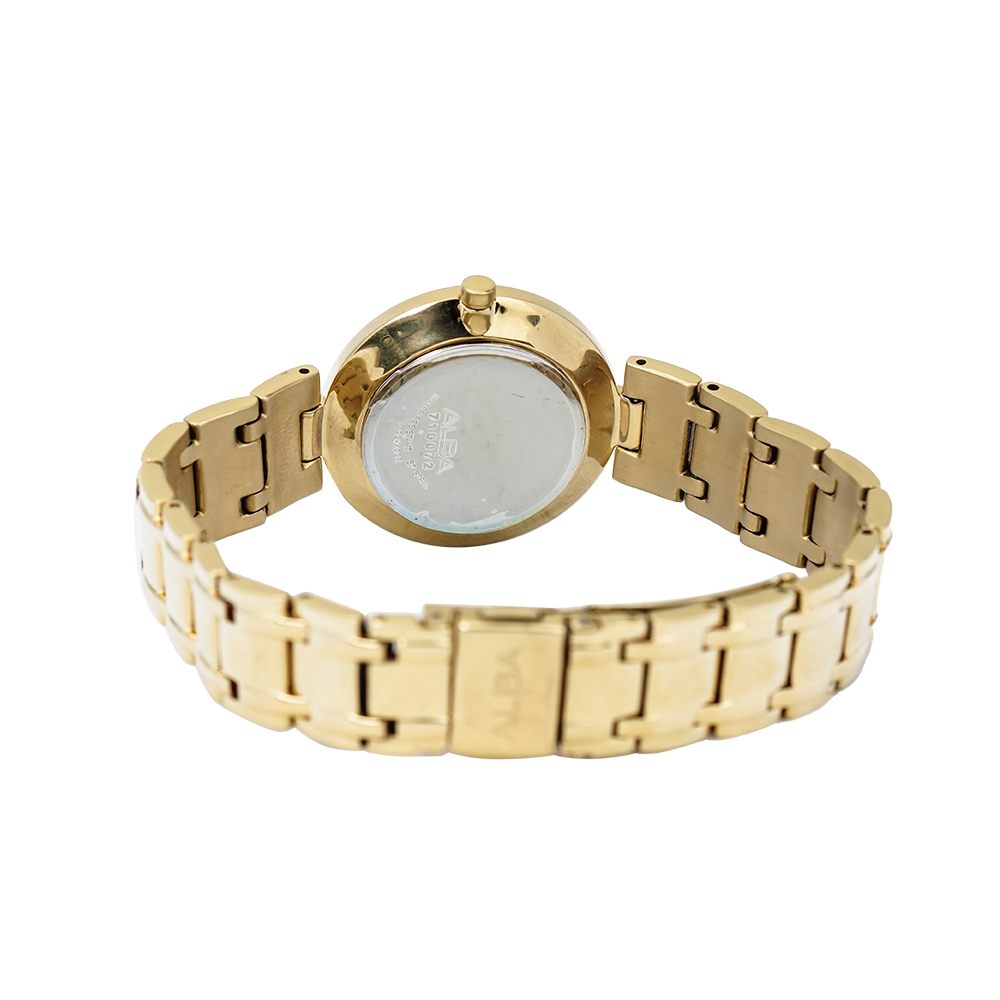 Jam Tangan ALBA AH7K58X1 Women White Dial Gold Stainless Steel Strap