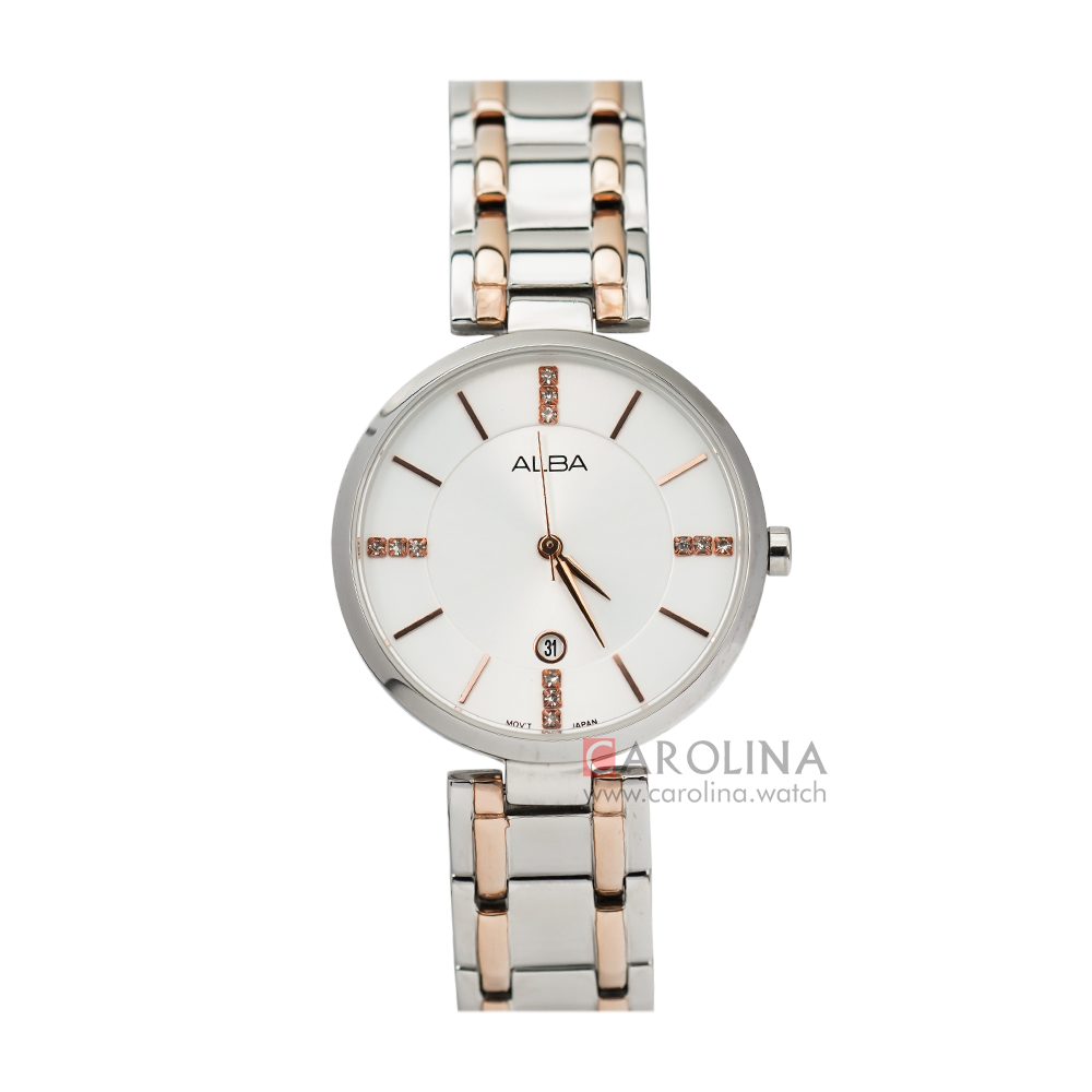 Jam Tangan ALBA AH7K59X1 Women Silver Dial Dual Tone Stainless Steel Strap