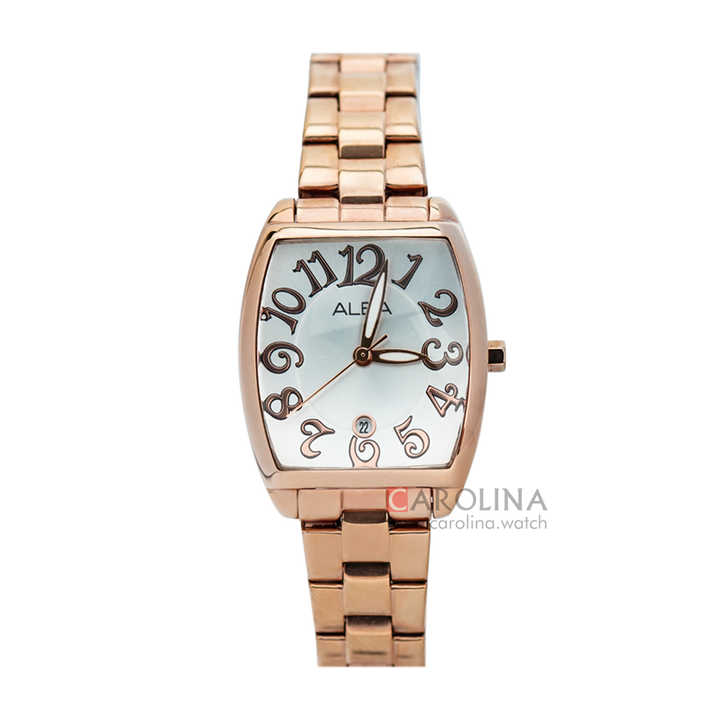 Jam Tangan ALBA AH7K84X1 Women White Dial Rose Gold Stainless Steel Strap