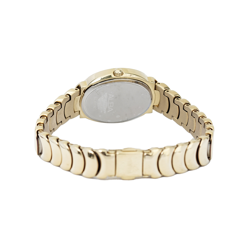 Jam Tangan ALBA Fashion AH7L42X1 Women White Dial Gold Stainless Steel Strap