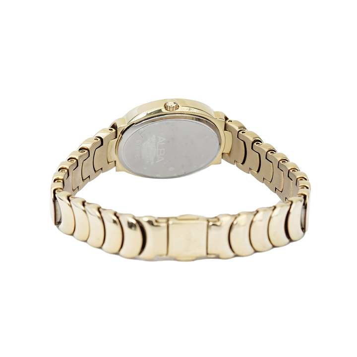 Jam Tangan ALBA Fashion AH7L42X1 Women White Dial Gold Stainless Steel Strap