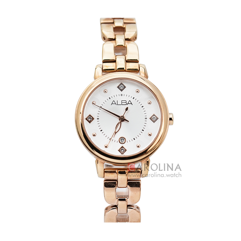 Jam Tangan ALBA AH7L52X1 Women White Dial Gold Stainless Steel Strap
