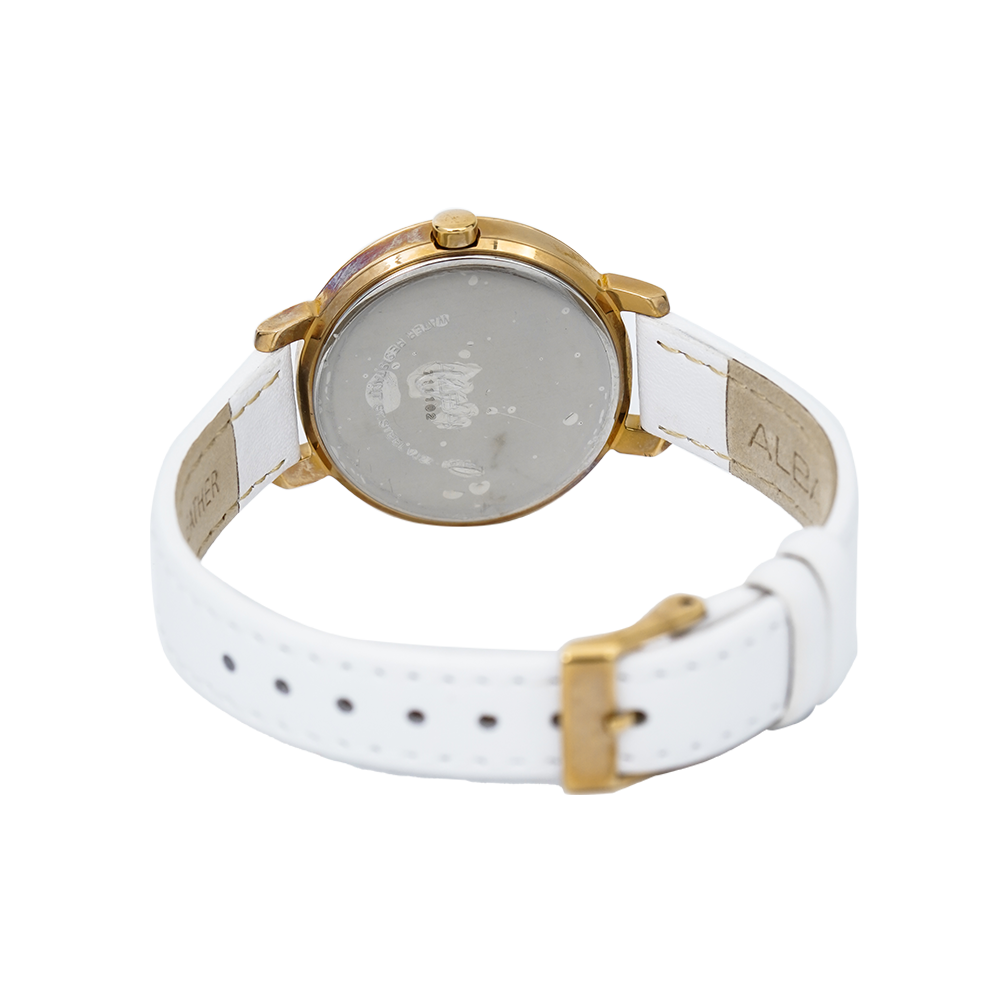 Jam Tangan ALBA AH7L62X1 Women White Pattern Dial White Leather Strap