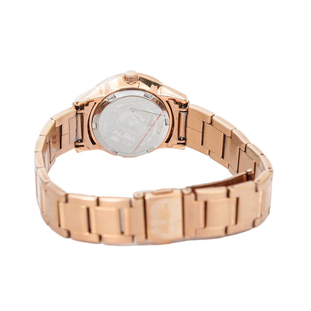 Jam Tangan ALBA Prestige AH7L66X1 Women Silver Dial Rose Gold Stainless Steel Strap