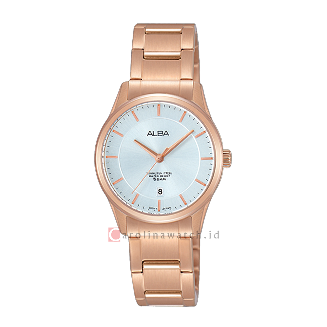 Jam Tangan ALBA Prestige AH7L66X1 Women Silver Dial Rose Gold Stainless Steel Strap