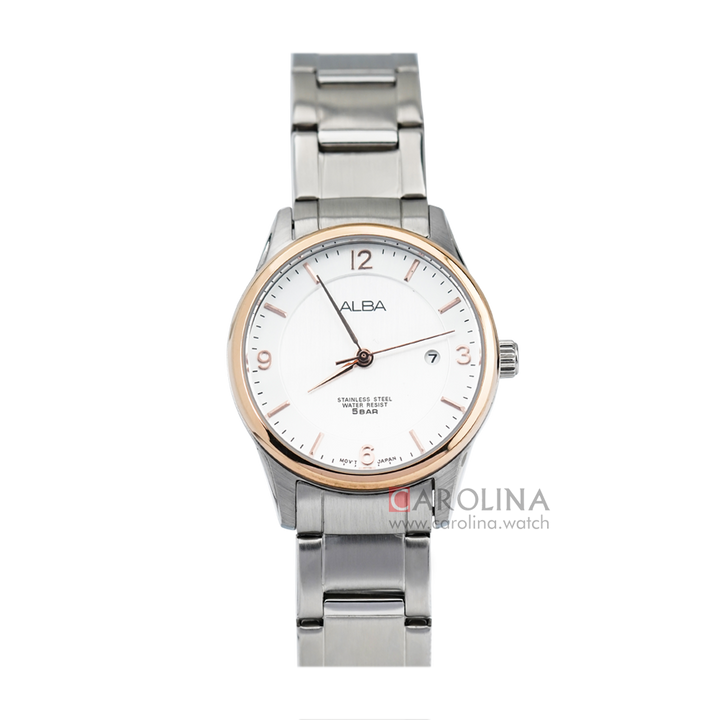 Jam Tangan ALBA AH7L72X1 Women White Dial Stainless Steel Strap