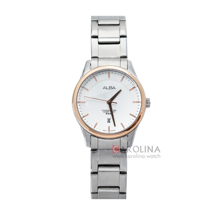 Jam Tangan ALBA Prestige AH7M18X1 Women White Dial Stainless Steel Strap
