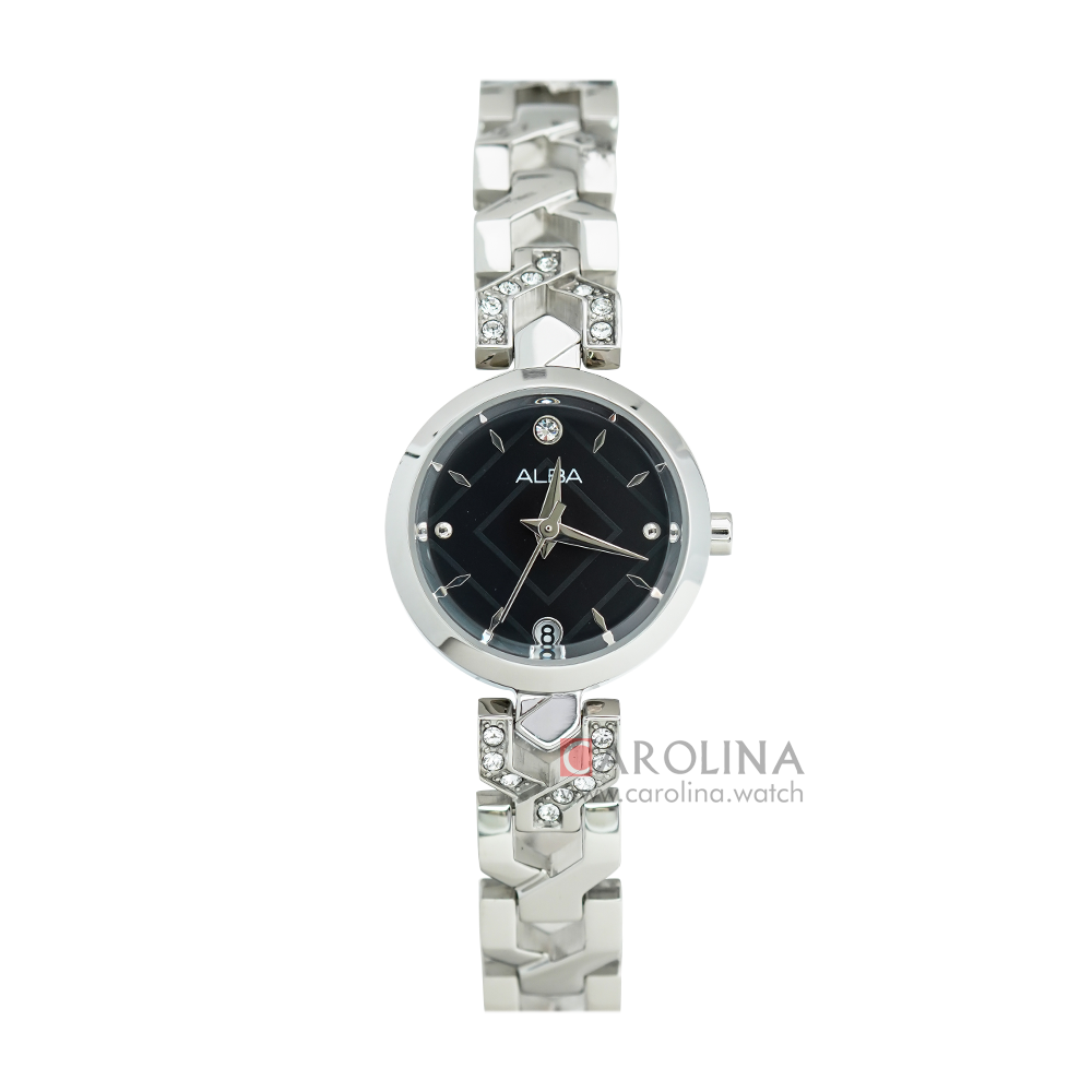 Jam Tangan ALBA AH7M47X1 Women Black Dial Stainless Steel Strap