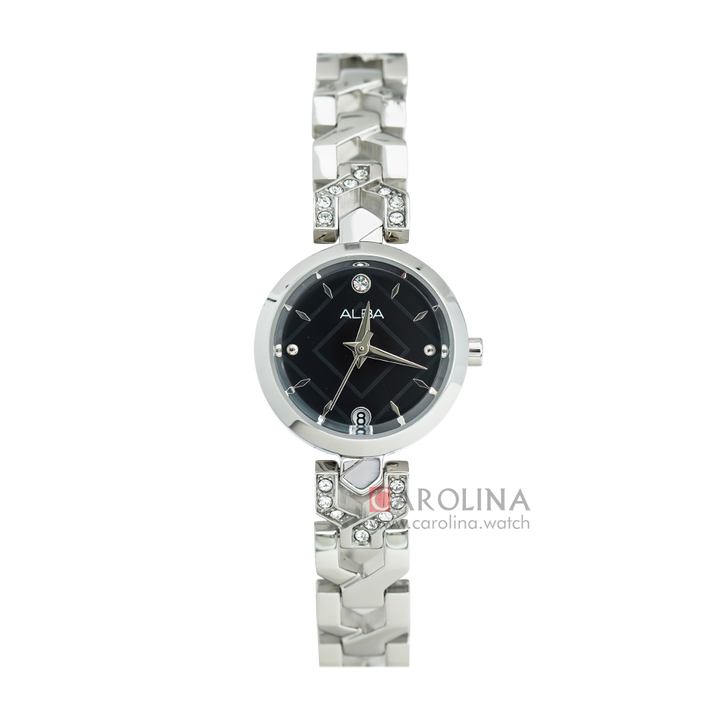Jam Tangan ALBA AH7M47X1 Women Black Dial Stainless Steel Strap