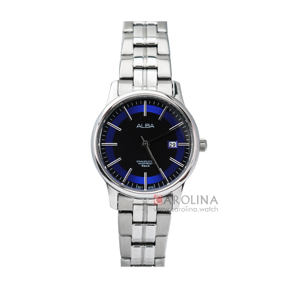 Jam Tangan ALBA AH7N03X1 Women Black Dial Stainless Steel Strap