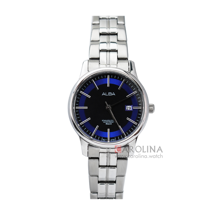 Jam Tangan ALBA AH7N03X1 Women Black Dial Stainless Steel Strap