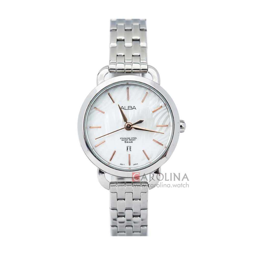 Jam Tangan ALBA AH7N19X1 Women White MOP Dial Stainless Steel Strap