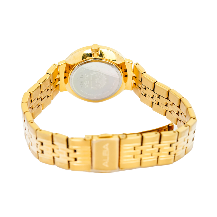 Jam Tangan ALBA AH7N44X1 Women Champagne Dial Gold Stainless Steel Strap