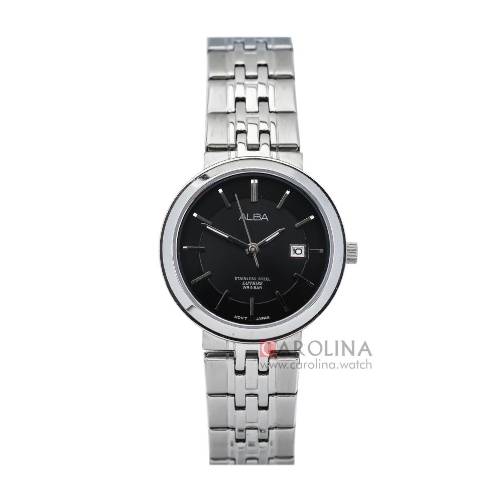 Jam Tangan ALBA AH7N51X1 Women Black Dial Stainless Steel Strap