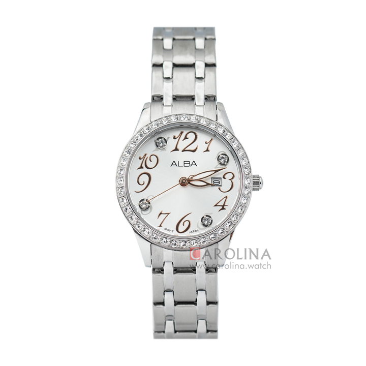 Jam Tangan ALBA AH7P27X1 Women White Dial Stainless Steel Strap