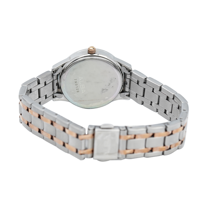 Jam Tangan ALBA AH7P31X1 Women Silver Dial Dual Tone Stainless Steel Strap