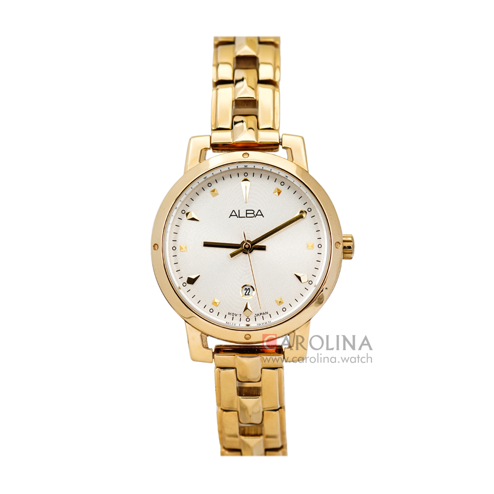 Jam Tangan ALBA AH7P48X1 Women Silver Dial Gold Stainless Steel Strap