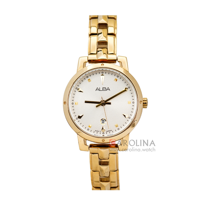 Jam Tangan ALBA AH7P48X1 Women Silver Dial Gold Stainless Steel Strap