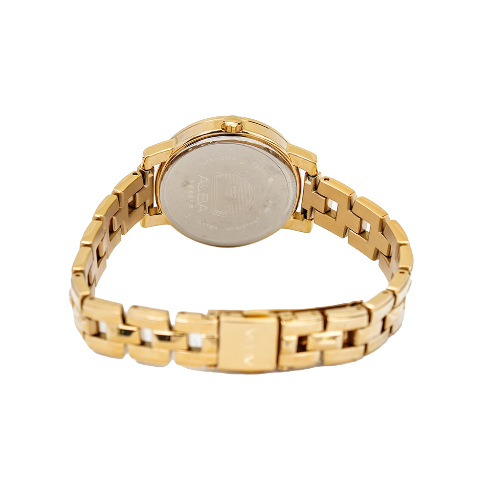 Jam Tangan ALBA AH7P48X1 Women Silver Dial Gold Stainless Steel Strap