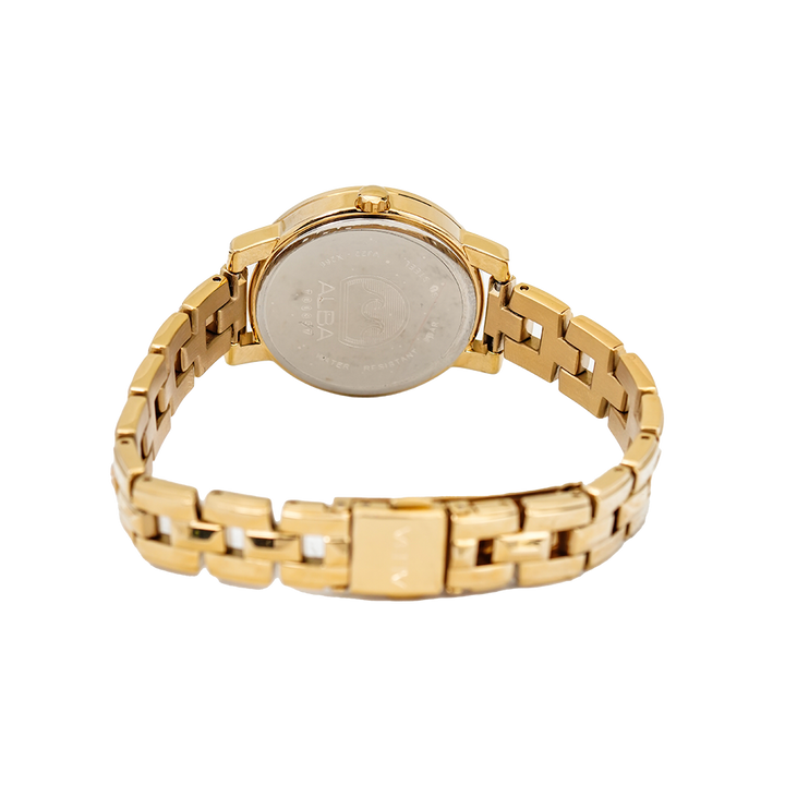 Jam Tangan ALBA AH7P48X1 Women Silver Dial Gold Stainless Steel Strap