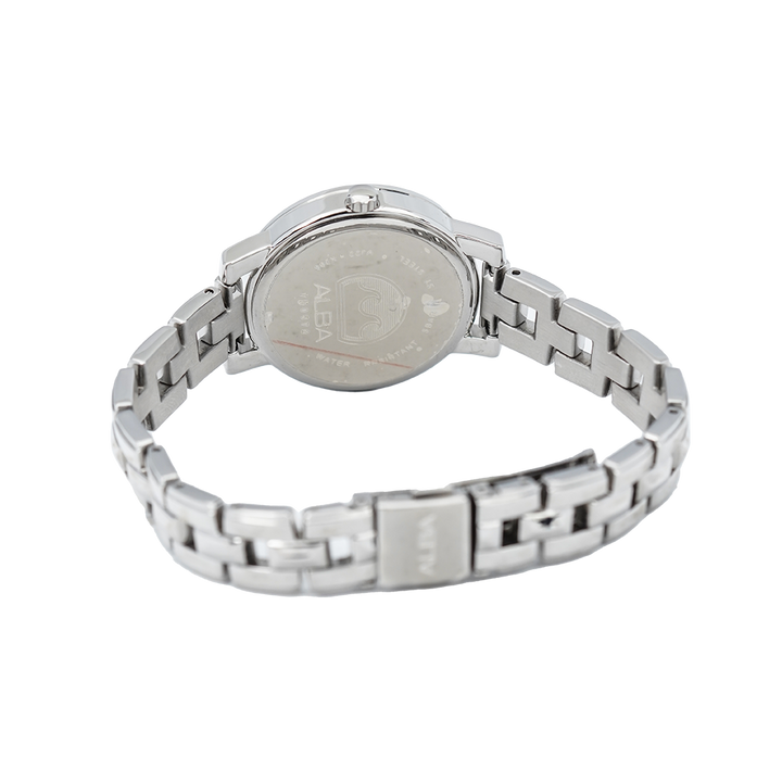 Jam Tangan ALBA AH7P55X1 Women Silver White Patterned Dial Stainless Steel Strap