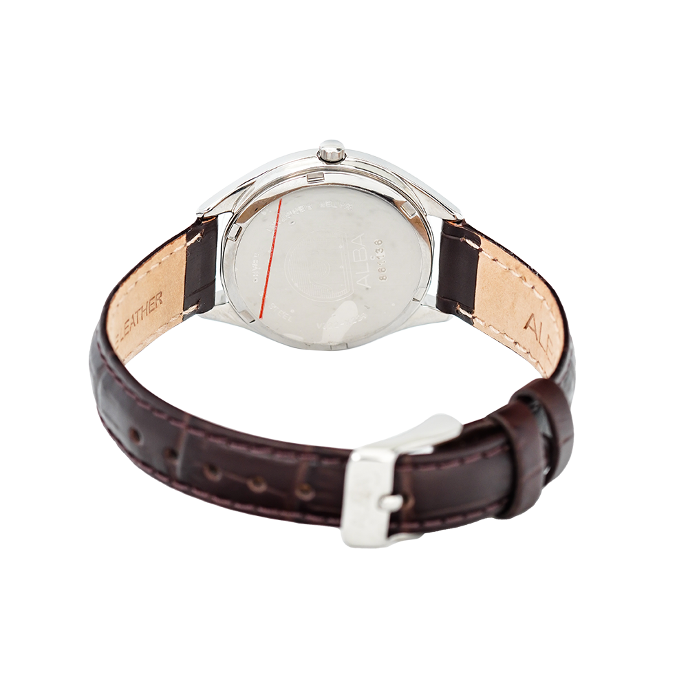Jam Tangan ALBA AH7Q13X1 Women Black Dial Brown Leather Strap