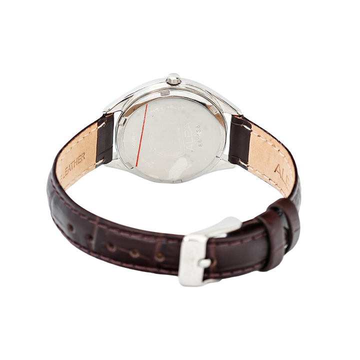 Jam Tangan ALBA AH7Q13X1 Women Black Dial Brown Leather Strap