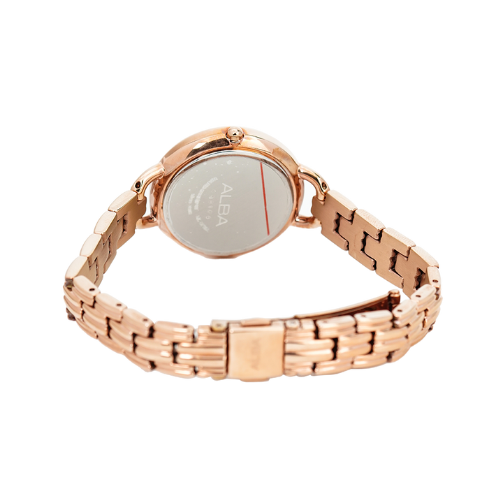 Jam Tangan ALBA AH7Q36X1 Women White Dial Rose Gold Stainless Steel Strap