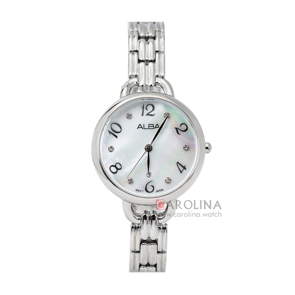 Jam Tangan ALBA AH7Q41X1 Women Mother of Pearl Dial Stainless Steel Strap