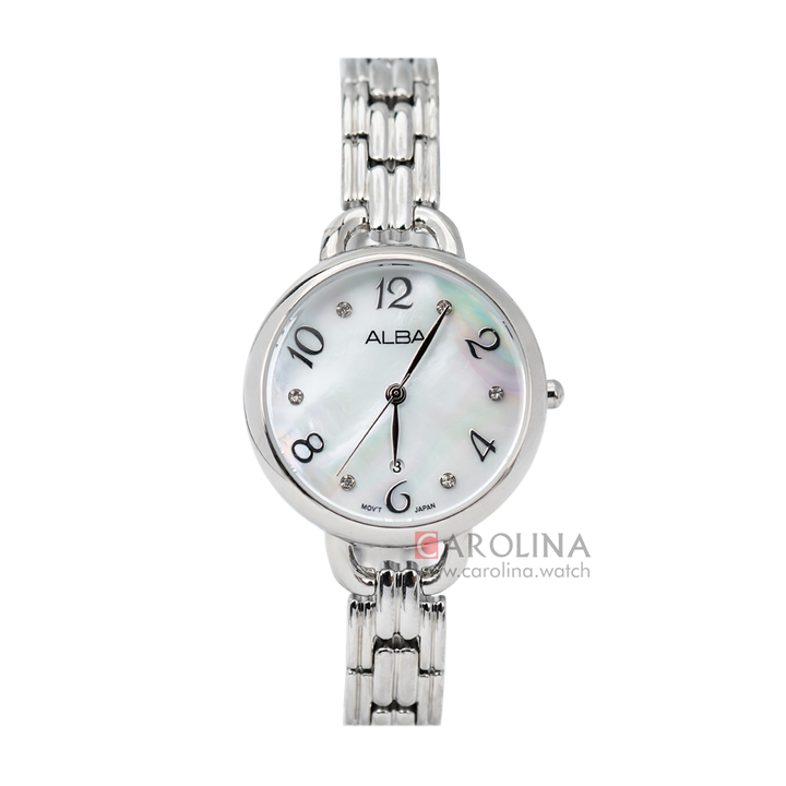 Jam Tangan ALBA AH7Q41X1 Women Mother of Pearl Dial Stainless Steel Strap