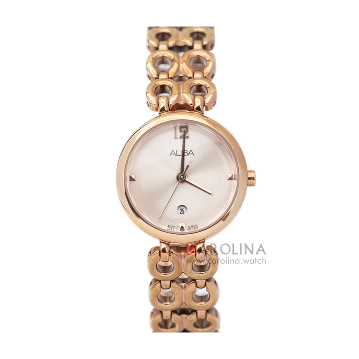 Jam Tangan ALBA AH7R06X1 Women Rose Gold Dial Rose Gold Stainless Steel Strap