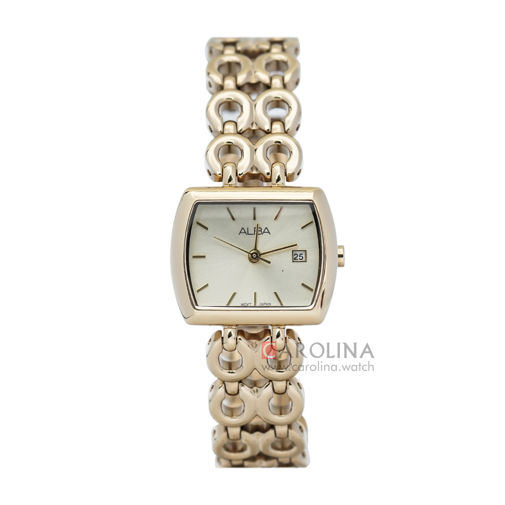 Jam Tangan ALBA AH7R12X1 Women Gold Dial Gold Stainless Steel Strap