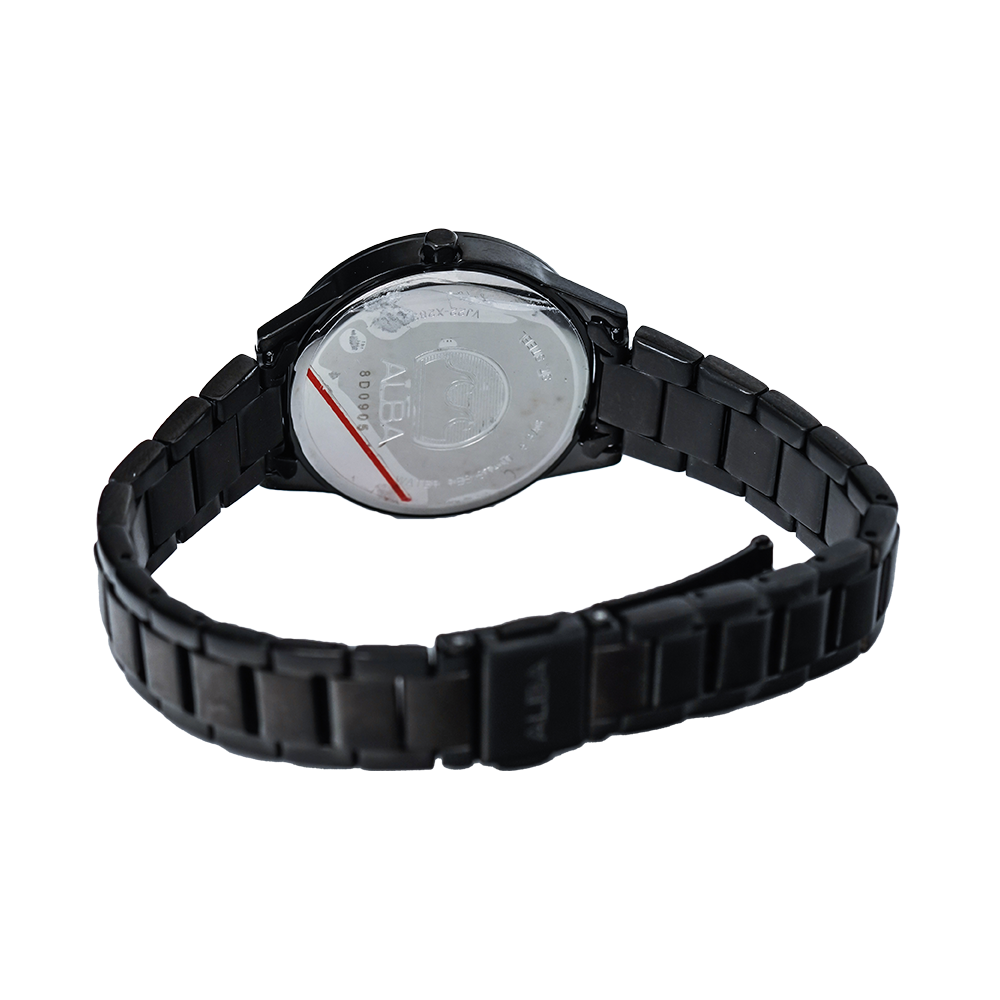 Jam Tangan ALBA Fashion AH7R31X1 Women Black Dial Black Stainless Steel Strap