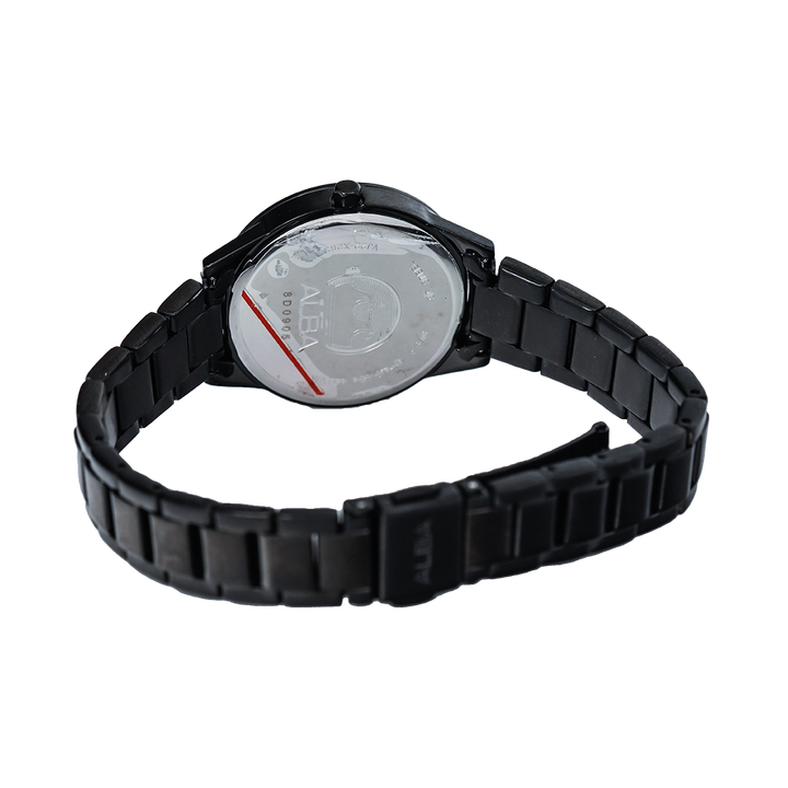 Jam Tangan ALBA Fashion AH7R31X1 Women Black Dial Black Stainless Steel Strap