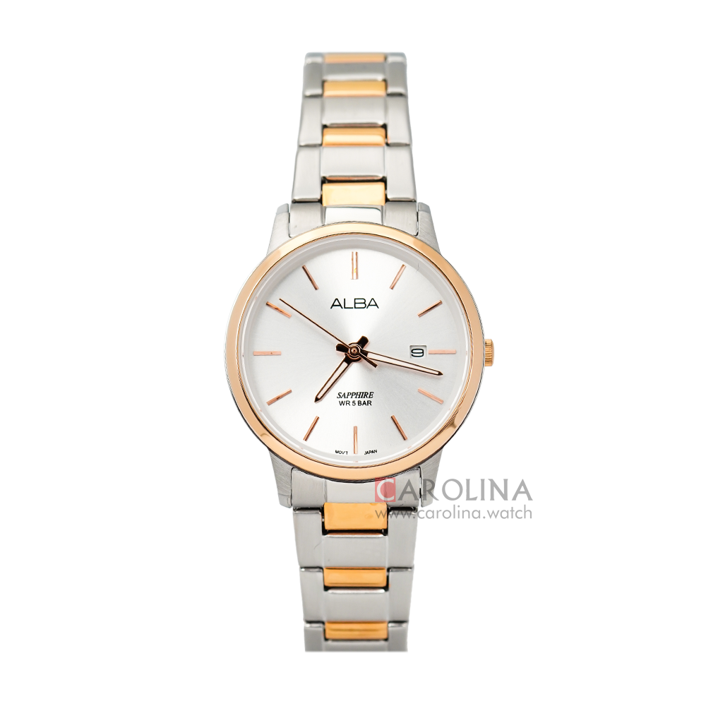 Jam Tangan ALBA Prestige AH7R50X1 Women Silver Dial Dual Tone Stainless Steel Strap