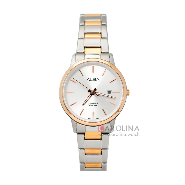 Jam Tangan ALBA Prestige AH7R50X1 Women Silver Dial Dual Tone Stainless Steel Strap