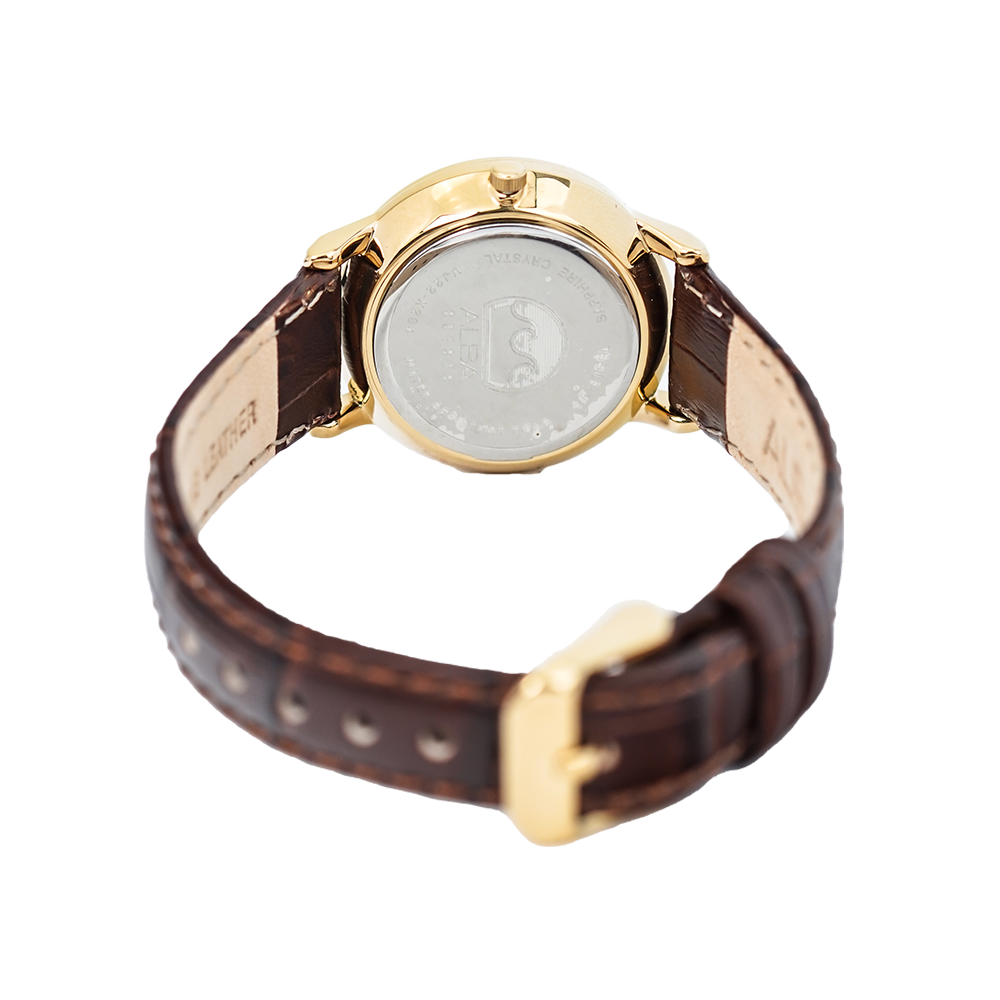 Jam Tangan ALBA Prestige AH7R58X1 Women Silver Dial Brown Leather Strap