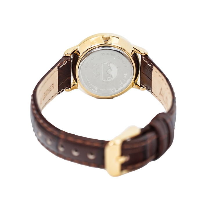 Jam Tangan ALBA Prestige AH7R58X1 Women Silver Dial Brown Leather Strap