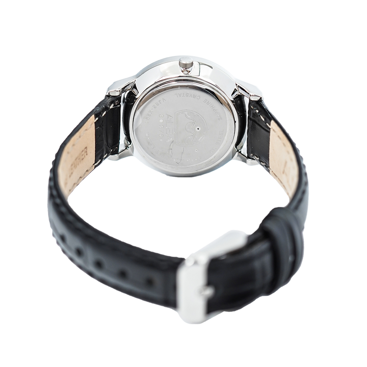 Jam Tangan ALBA Prestige AH7R61X1 Women Silver Dial Black Leather Strap