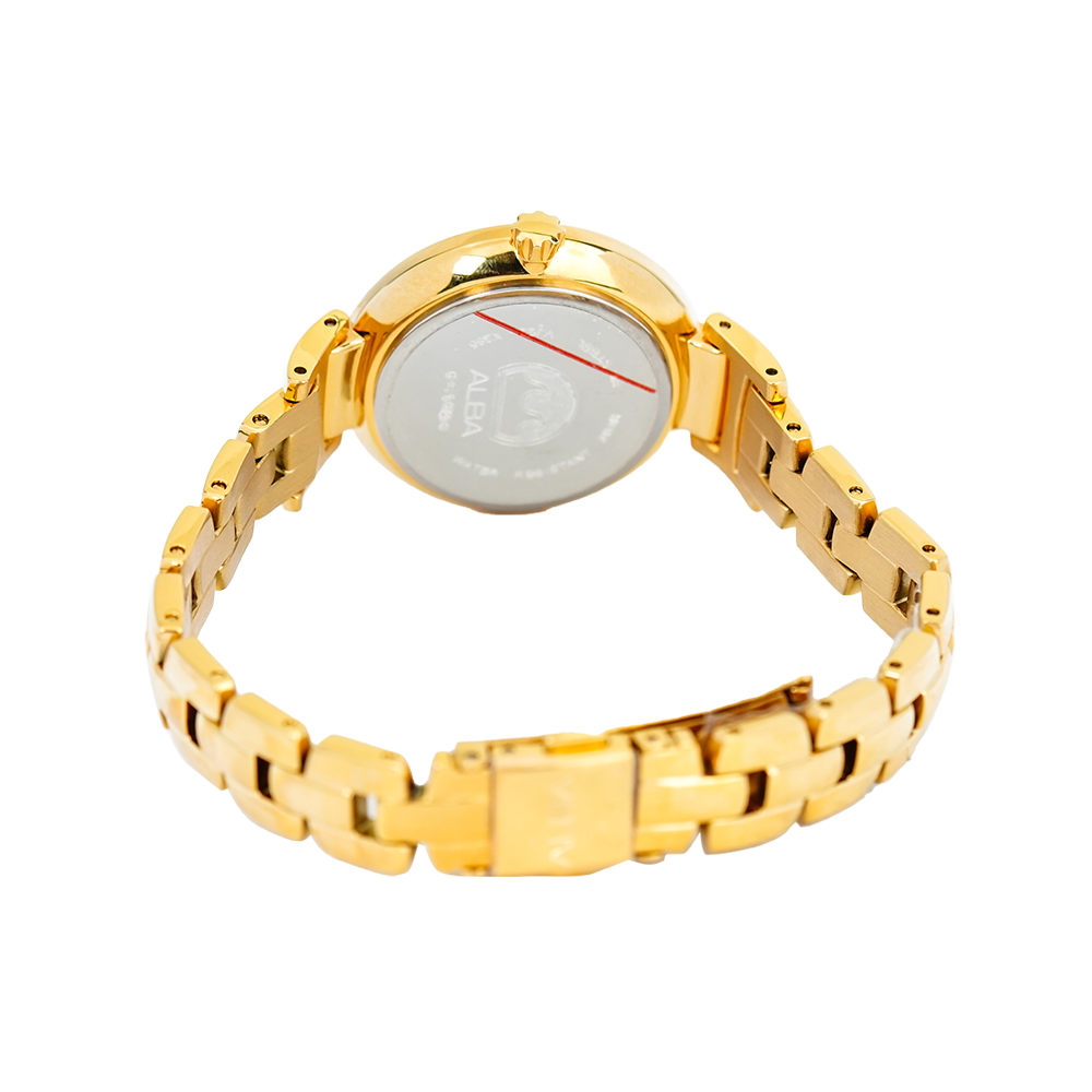 Jam Tangan ALBA Fashion AH7R76X1 Women Gold Dial Gold Stainless Steel Strap