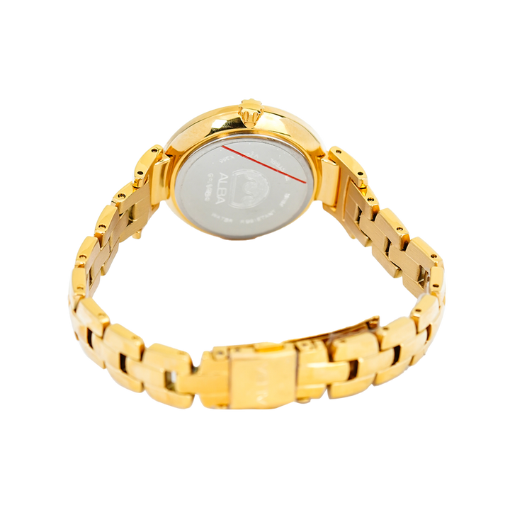 Jam Tangan ALBA Fashion AH7R76X1 Women Gold Dial Gold Stainless Steel Strap
